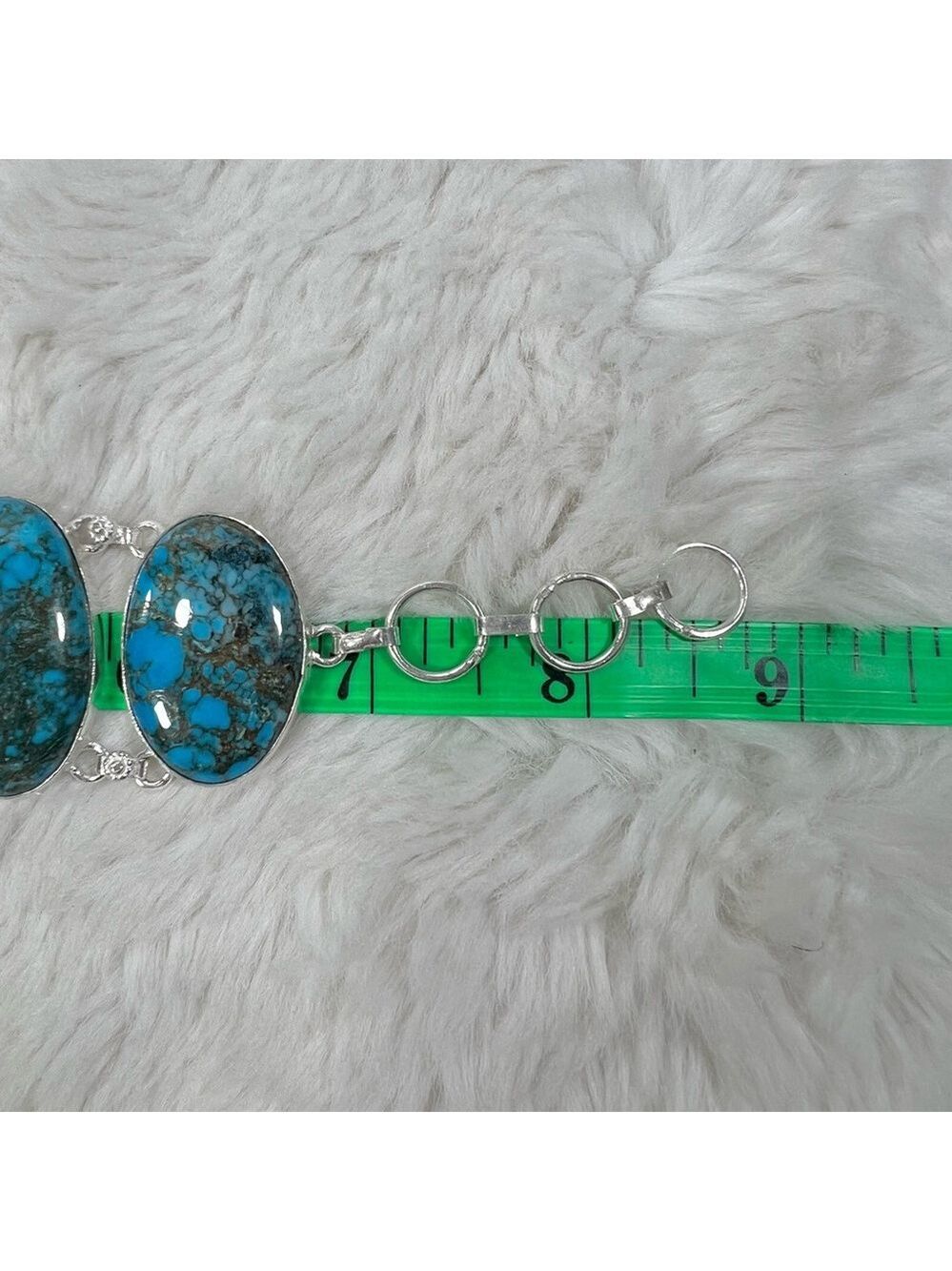 Turquoise 925 Large Gemstone Bracelet - Picture 5 of 7